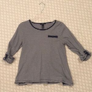 Blue and white striped blouse